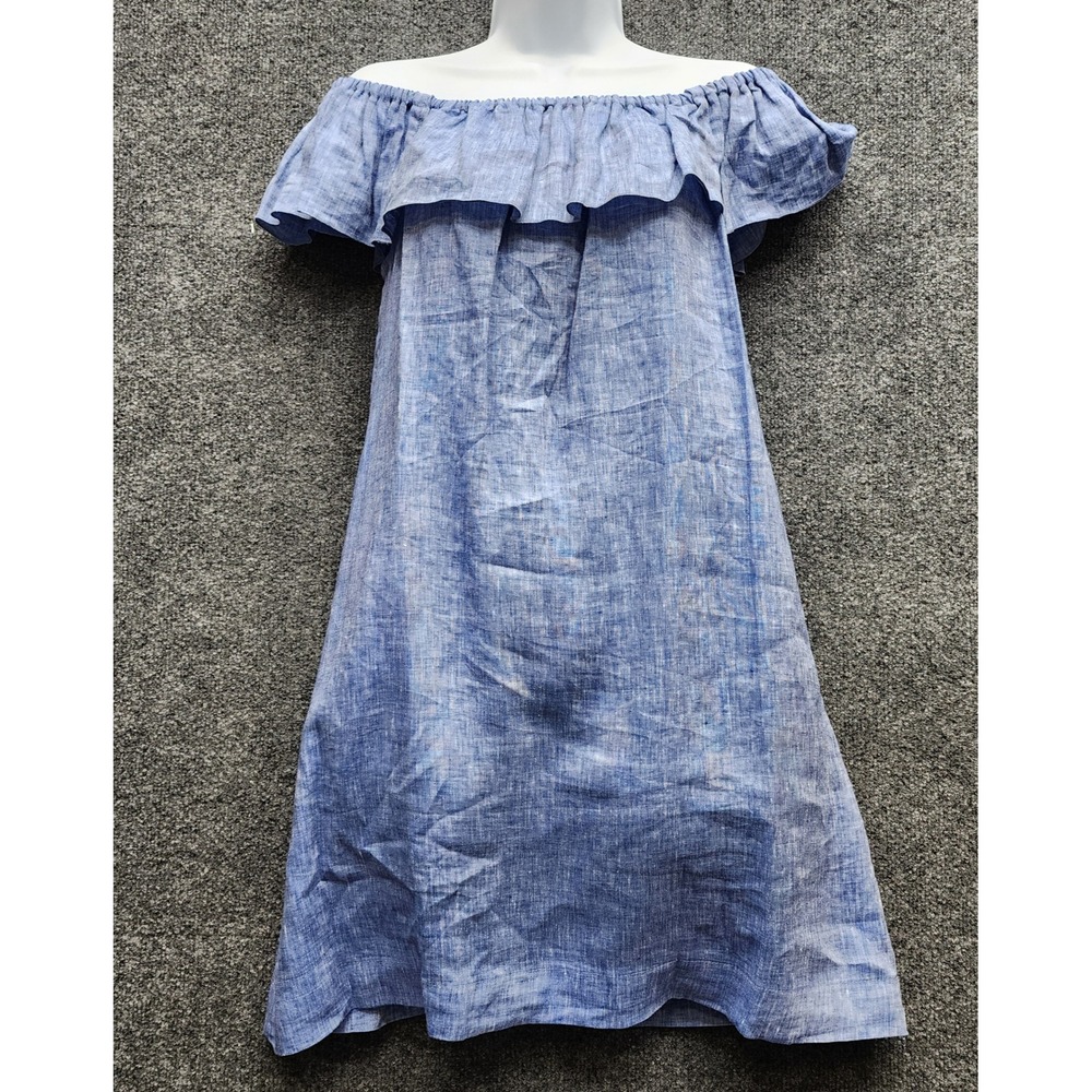 Sartoria Saraceno Women Italian‎ Linen Off Shoulder Ruffle Coastal Dress Size 2